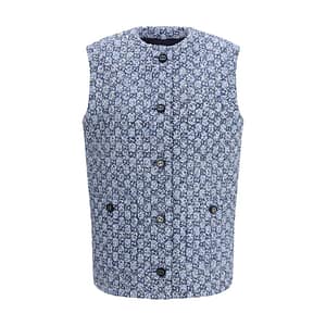 Gucci Blue Cotton Sleveless Jacket