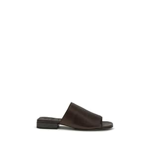 Brunello Cucinelli Brown Calf Leather Bos Taurus Slides