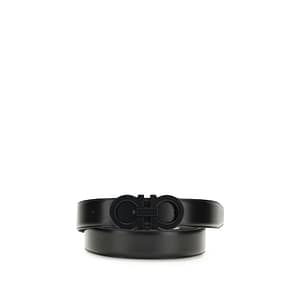 Ferragamo Black Calf Leather Bos Taurus Regular Belt