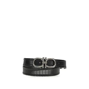 Ferragamo Black Calf Leather Bos Taurus Regular Belt