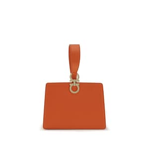 Ferragamo Orange Calf Leather Bos Taurus Clutch Bag