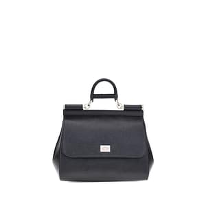 Dolce & Gabbana Black Calf Leather Bos Taurus Handbag