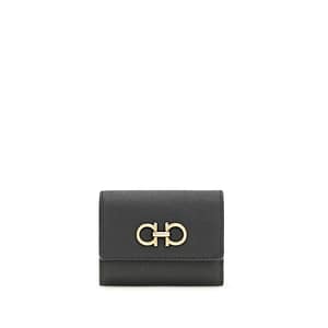 Ferragamo Black Calf Leather Bos Taurus Wallet