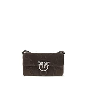 PINKO Brown Calf Leather Bos Taurus Shoulder Bag