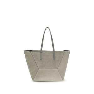 Brunello Cucinelli Gray Calf Leather Bos Taurus Shoulder Bag