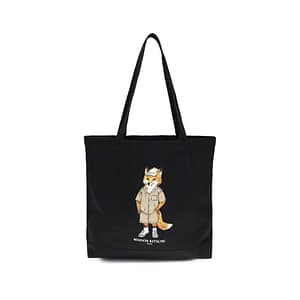 Maison Kitsuné Black Cotton Shoulder Bag