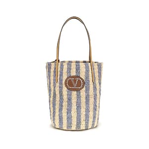 Valentino Garavani Blue Raffia Backet Bag