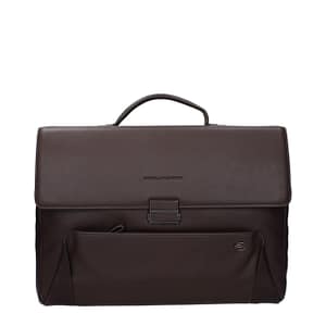 Piquadro Brown Leather Business And Laptop Bag