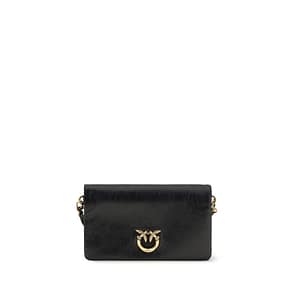 PINKO Black Calf Leather Bos Taurus Shoulder Bag