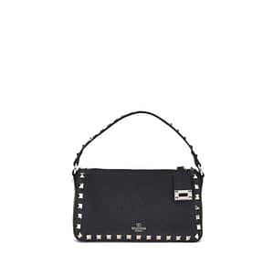 Valentino Garavani Black Calf Leather Bos Taurus Shoulder Bag