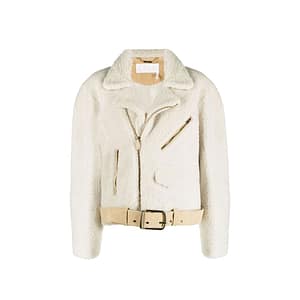 ChloƩ Beige Polyester Biker Jacket