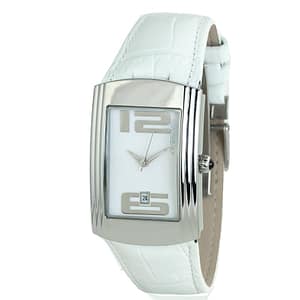 Chronotech White Leather Dress Watch