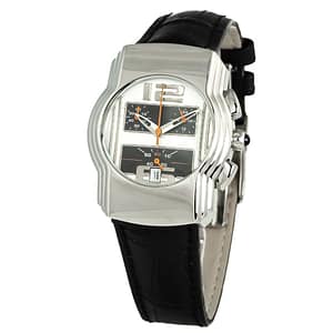 Chronotech Black Leather Dress Watch