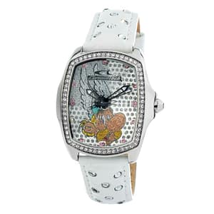 Chronotech White Leather Dress Watch