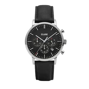 Cluse Black Leather Dress Watch