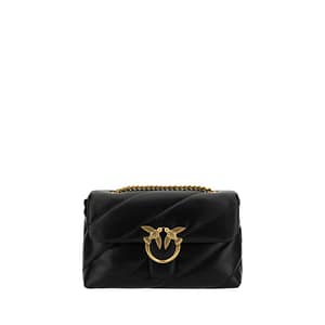 PINKO Black Calf Leather Bos Taurus Shoulder Bag