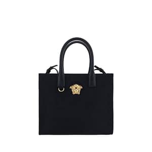 Versace Black Cotton Shoulder Bag