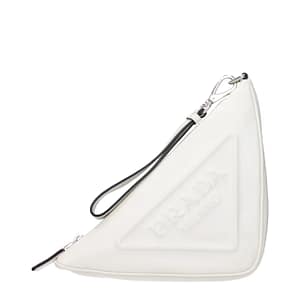 Prada White Leather Clutch Bag