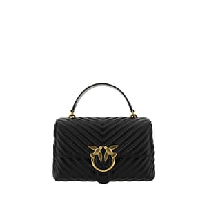 PINKO Black Calf Leather Bos Taurus Handbag