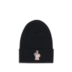 Moncler Grenoble Black Fleece Wool Beanie