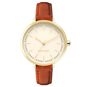 Nine West Brown Leather Dress Watch