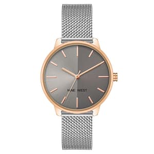 Nine West Gray Stainless Steel Bracelet Watch