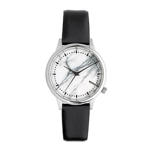 Komono Black Leather Dress Watch