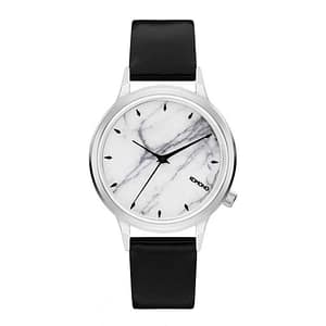 Komono Black Leather Dress Watch