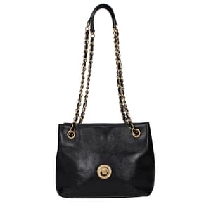 Versace Black Leather Shoulder Bag