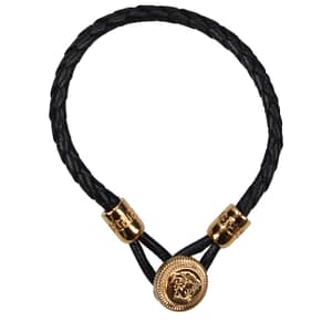 Versace Black Leather Bracelet