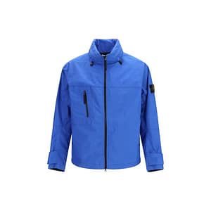 Stone Island Blue Polyester Shell Jacket