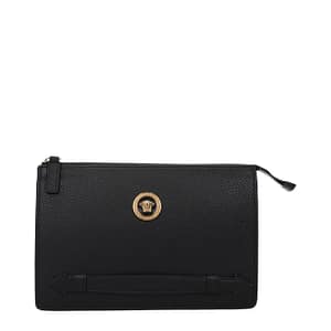 Versace Black Leather Clutch Bag