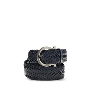 Ferragamo Blue Calf Leather Bos Taurus Belt