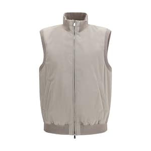 Brunello Cucinelli Gray Polyester Sleveless Jacket