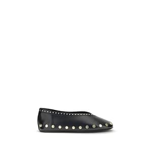 Ganni Black Polyurethane Ballet Flats