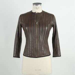 Emilio Romanelli Brown Leather Women Jacket