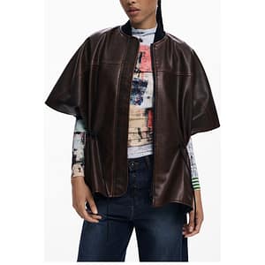 Desigual Burgundy Polyurethane Women Poncho