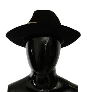 Dolce & Gabbana Black Lapin Amor Gignit Wide Brim Panama Hat