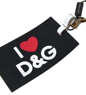 Dolce & Gabbana Black Silicone DG Logo Gold Brass Keychain