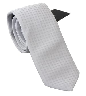 Dolce & Gabbana White Patterned Classic Mens Slim Necktie Tie