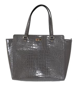 Kate Spade Grey Croc Embossed Leather Elissa Bristol Drive Tote Handbag Bag