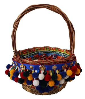 Dolce & Gabbana Multicolor Cotton Embellished Agnese Basket Tote Bag