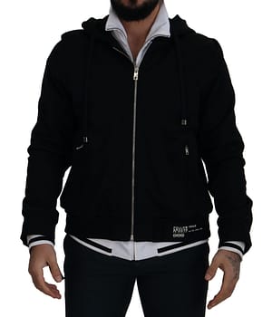 Dolce & Gabbana Black Polyester Hooded Full Zip Jacket