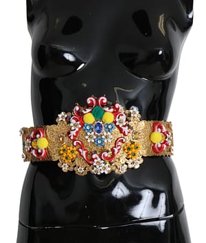 Dolce & Gabbana multicolor Embellished Floral Crystal Wide Waist Belt