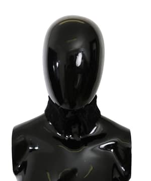 Dolce & Gabbana Black Fur Neck Collar Wrap Lambskin Scarf
