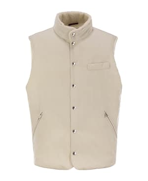 Brunello Cucinelli Bicolor Cotton Sleveless Jacket