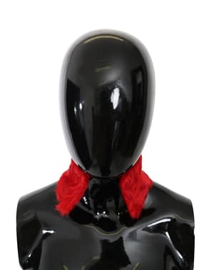 Dolce & Gabbana Red Fur Neck Collar Wrap Lambskin Scarf