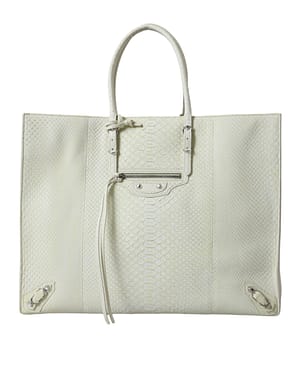 Balenciaga White Yellow Exotic Skin Leather Shopping Tote PAPIER Bag