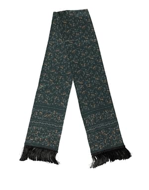 Dolce & Gabbana Green Silk Floral Pattern Fringed 135cm X 16cm Scarf