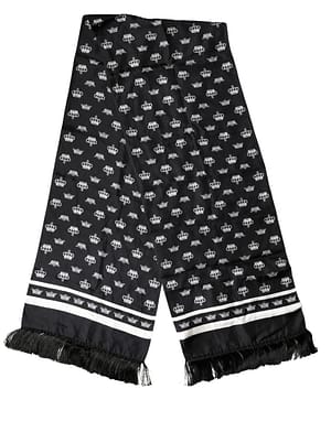 Dolce & Gabbana Black Silk Crown Fringe Neck Wrap 173cm x 32.5cm Scarf